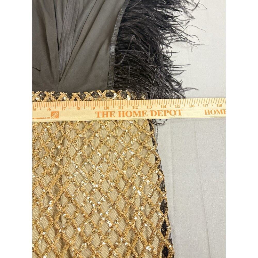 Banjul Feather Sequin Mini Dress Women’s Small Gold Black Cocktail Party Glam - Picture 4 of 6